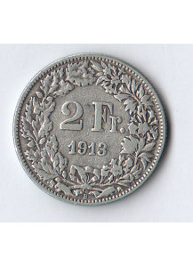 1913 - 2 Francs Silver Switzerland Standing Helvetia circolata